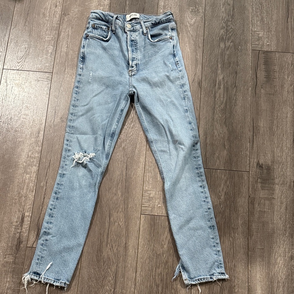 AGOLDE Light Wash Distressed High-Rise Jeans